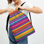 Colorful Mexican Serape Pattern Print Drawstring Backpack