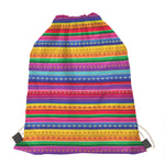 Colorful Mexican Serape Pattern Print Drawstring Bag