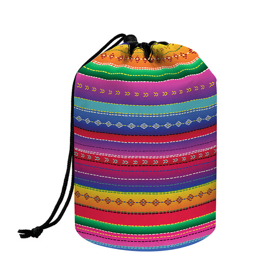 Colorful Mexican Serape Pattern Print Drawstring Makeup Bag