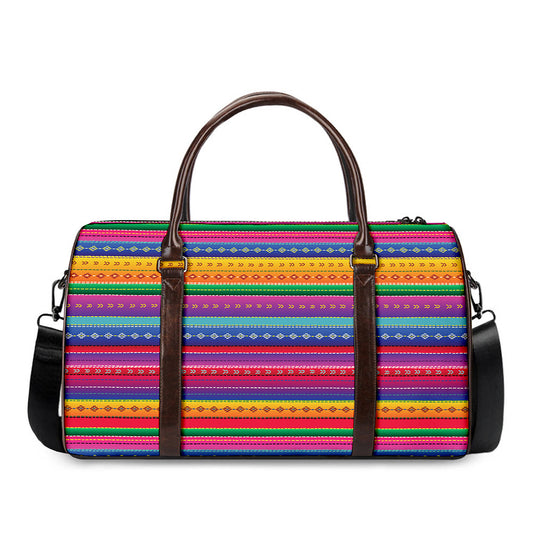 Colorful Mexican Serape Pattern Print Duffle Bag