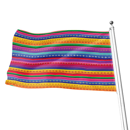 Colorful Mexican Serape Pattern Print Flag
