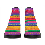 Colorful Mexican Serape Pattern Print Flat Ankle Boots