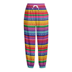Colorful Mexican Serape Pattern Print Fleece Lined Knit Pants