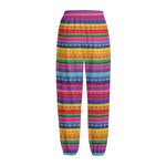 Colorful Mexican Serape Pattern Print Fleece Lined Knit Pants