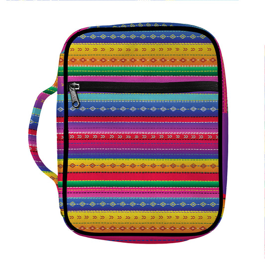 Colorful Mexican Serape Pattern Print Front Pocket Bible Bag