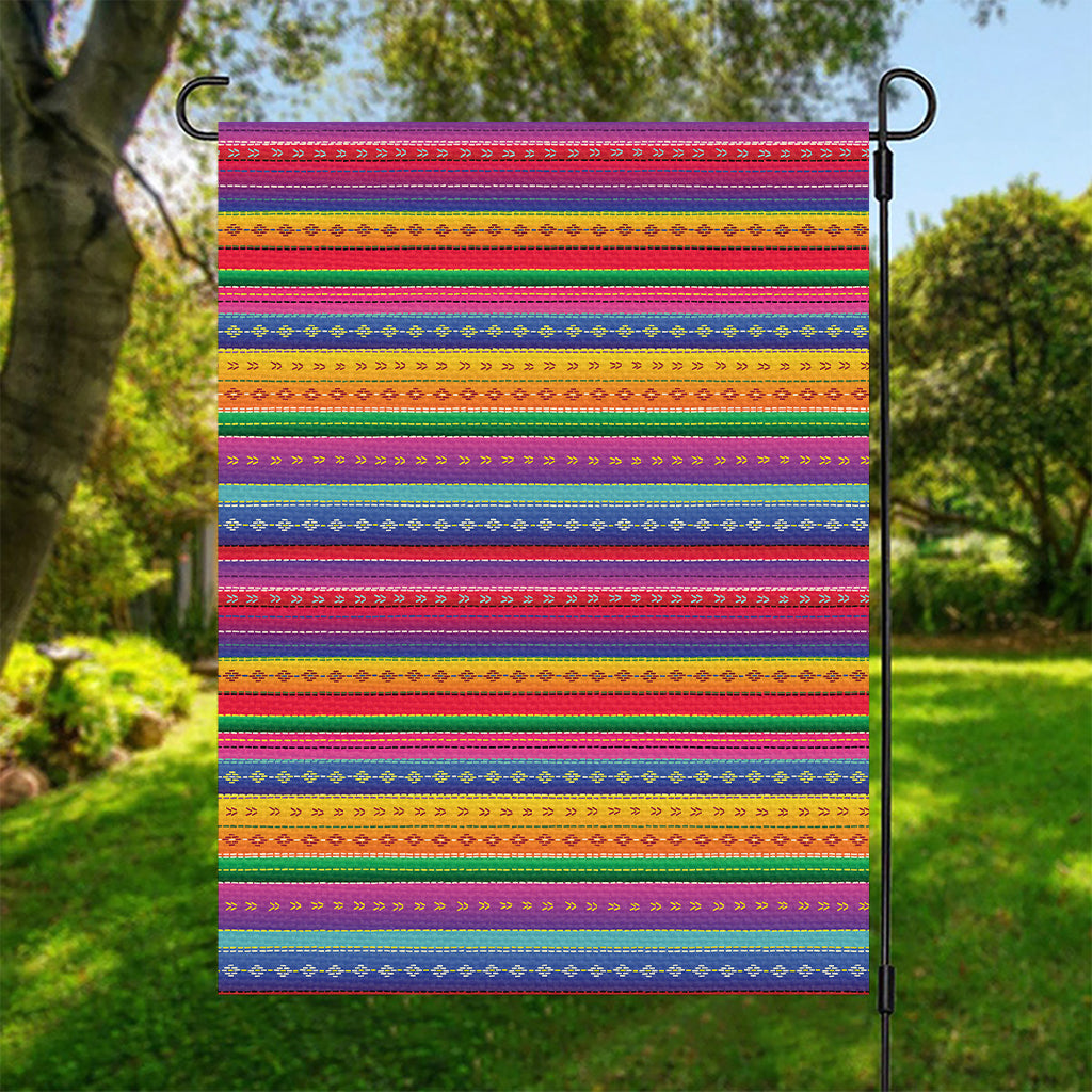Colorful Mexican Serape Pattern Print Garden Flag