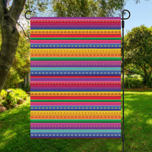 Colorful Mexican Serape Pattern Print Garden Flag