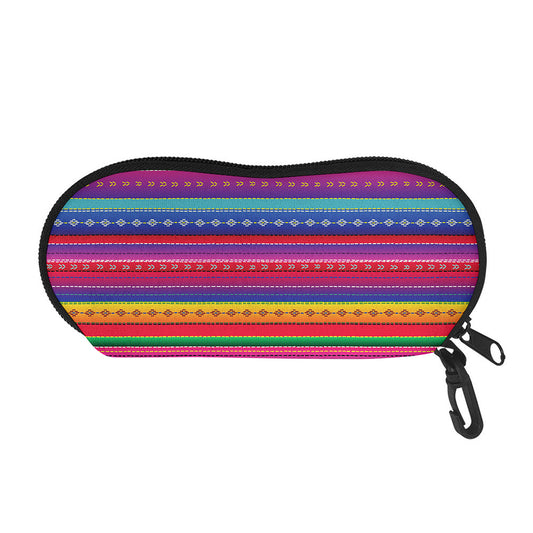 Colorful Mexican Serape Pattern Print Glasses Case