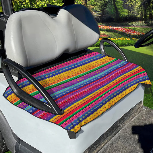 Colorful Mexican Serape Pattern Print Golf Cart Seat Cover