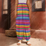 Colorful Mexican Serape Pattern Print Harem Pants