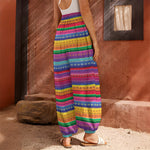 Colorful Mexican Serape Pattern Print Harem Pants