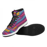Colorful Mexican Serape Pattern Print High Top Leather Sneakers