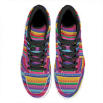 Colorful Mexican Serape Pattern Print High Top Leather Sneakers