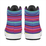 Colorful Mexican Serape Pattern Print High Top Leather Sneakers