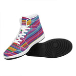 Colorful Mexican Serape Pattern Print High Top Leather Sneakers