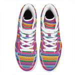 Colorful Mexican Serape Pattern Print High Top Leather Sneakers