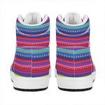 Colorful Mexican Serape Pattern Print High Top Leather Sneakers
