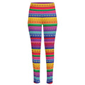 Colorful Mexican Serape Pattern Print High-Waisted Pocket Leggings