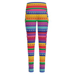 Colorful Mexican Serape Pattern Print High-Waisted Pocket Leggings