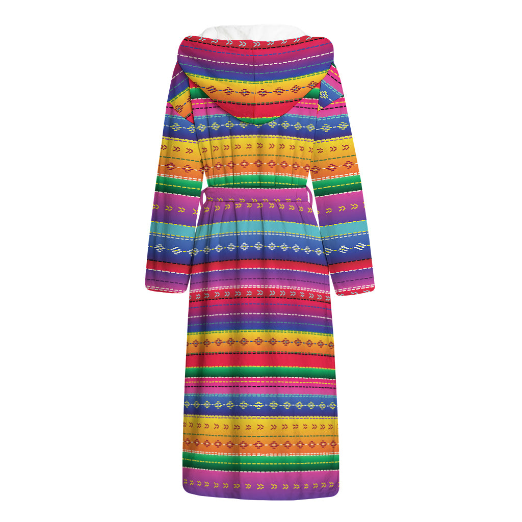 Colorful Mexican Serape Pattern Print Hooded Bathrobe