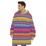 Colorful Mexican Serape Pattern Print Hoodie Blanket