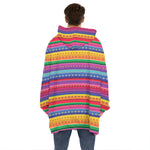 Colorful Mexican Serape Pattern Print Hoodie Blanket