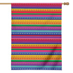 Colorful Mexican Serape Pattern Print House Flag