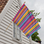 Colorful Mexican Serape Pattern Print House Flag