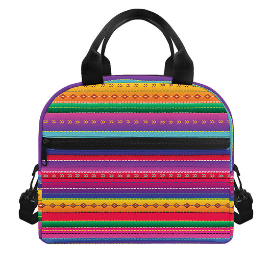 Colorful Mexican Serape Pattern Print Insulated Lunch Bag