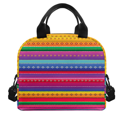 Colorful Mexican Serape Pattern Print Insulated Lunch Bag