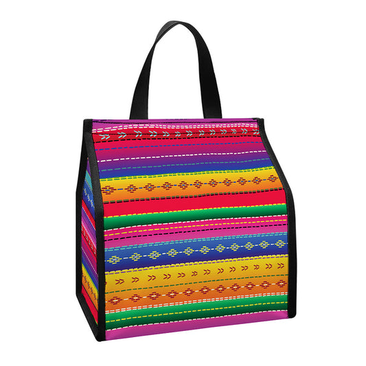 Colorful Mexican Serape Pattern Print Insulated Lunch Tote