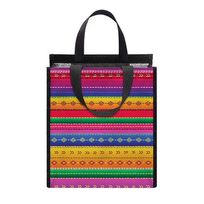 Colorful Mexican Serape Pattern Print Insulated Lunch Tote