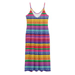 Colorful Mexican Serape Pattern Print Jersey Midi Cami Dress