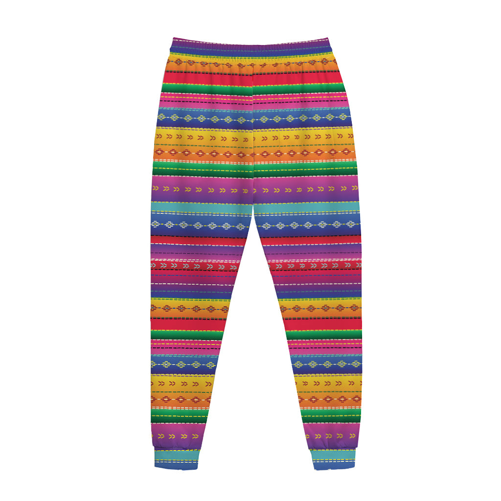 Colorful Mexican Serape Pattern Print Jogger Pants