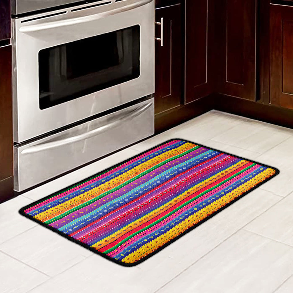 Colorful Mexican Serape Pattern Print Kitchen Mat