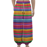 Colorful Mexican Serape Pattern Print Lantern Pants