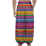 Colorful Mexican Serape Pattern Print Lantern Pants