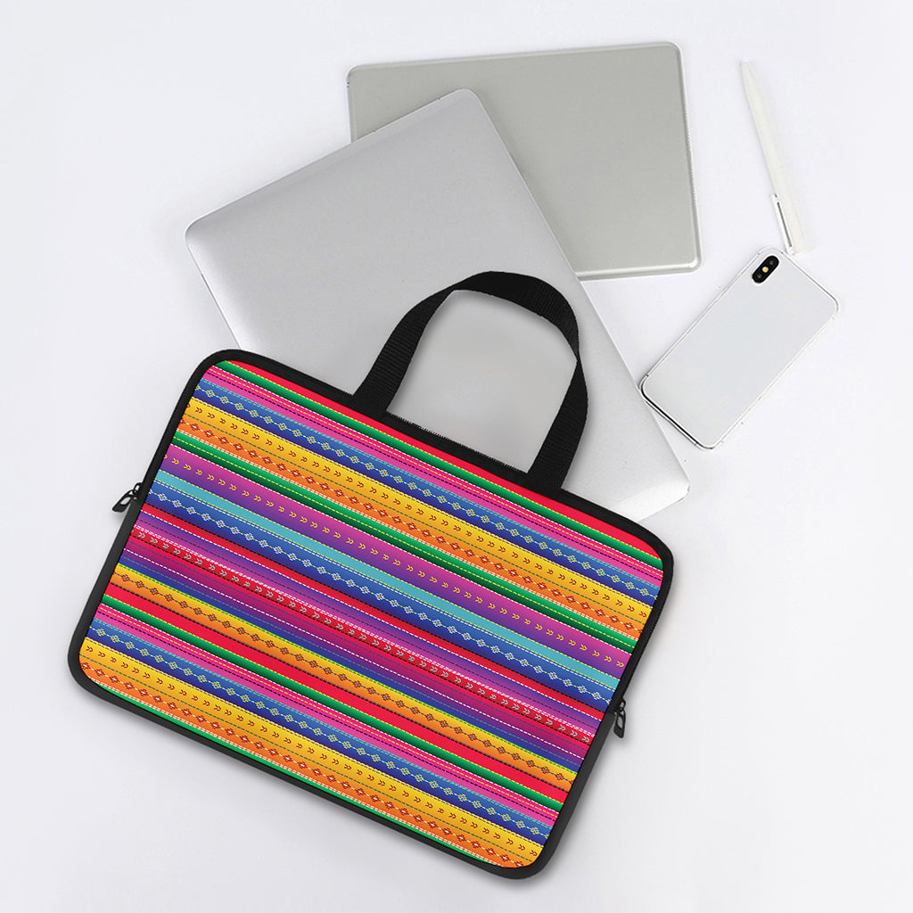 Colorful Mexican Serape Pattern Print Laptop Sleeve With Handle