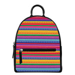 Colorful Mexican Serape Pattern Print Leather Backpack