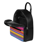 Colorful Mexican Serape Pattern Print Leather Backpack