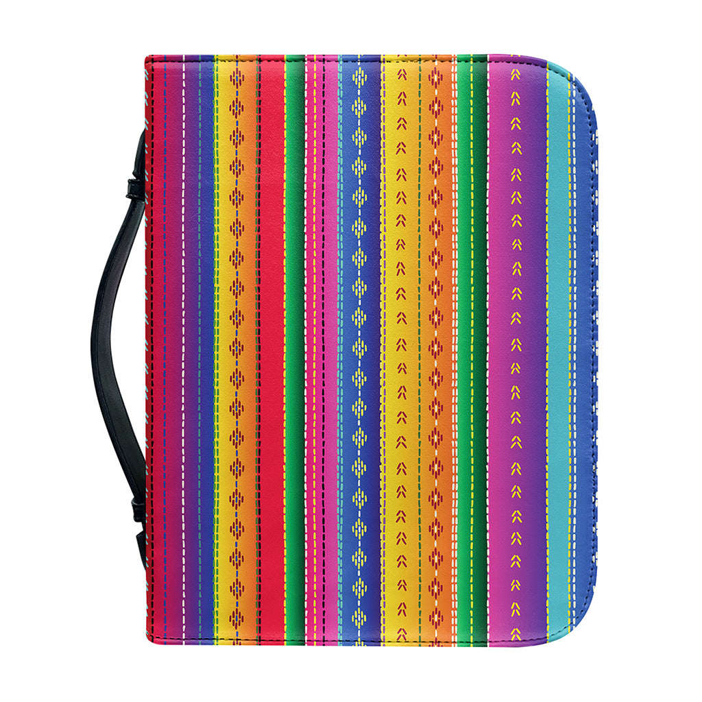 Colorful Mexican Serape Pattern Print Leather Bible Cover