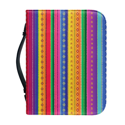 Colorful Mexican Serape Pattern Print Leather Bible Cover