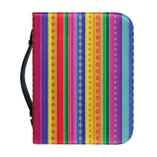 Colorful Mexican Serape Pattern Print Leather Bible Cover