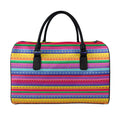 Colorful Mexican Serape Pattern Print Leather Duffel Bag