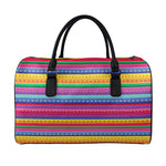 Colorful Mexican Serape Pattern Print Leather Duffle Bag