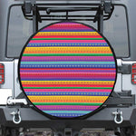 Colorful Mexican Serape Pattern Print Leather Spare Tire Cover
