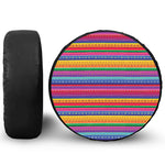 Colorful Mexican Serape Pattern Print Leather Spare Tire Cover