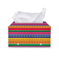 Colorful Mexican Serape Pattern Print Leather Tissue Box Cover