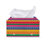 Colorful Mexican Serape Pattern Print Leather Tissue Box Cover