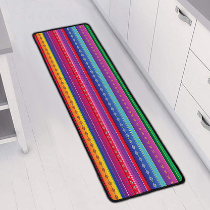 Colorful Mexican Serape Pattern Print Long Kitchen Mat